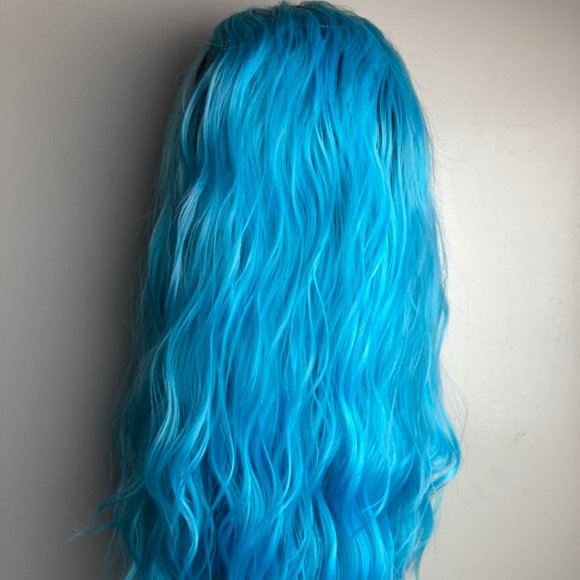 Long Ombre Blue Wig Lace front Wig - Picture 10 of 10